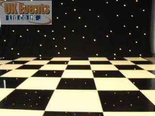 Black starlit dance floor.