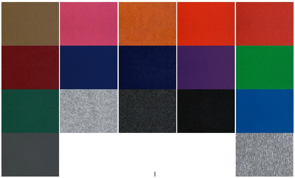 red,yellow,pink,blue,orange,green,black,grey,carpet.