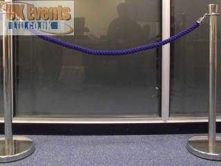 blue ropes and silver Stanchion