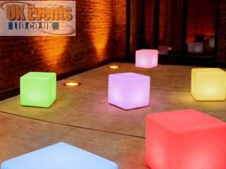 Hire LED vibrant coloured cubes